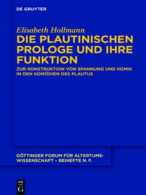 cover image of Die plautinischen Prologe und ihre Funktion